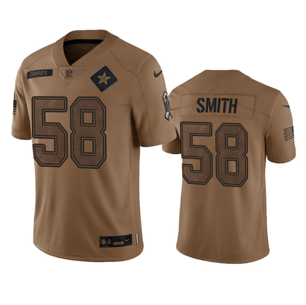 Men's Dallas Cowboys #58 Mazi Smith 2023 Brown Salute To Service Limited Stitched Football Jersey