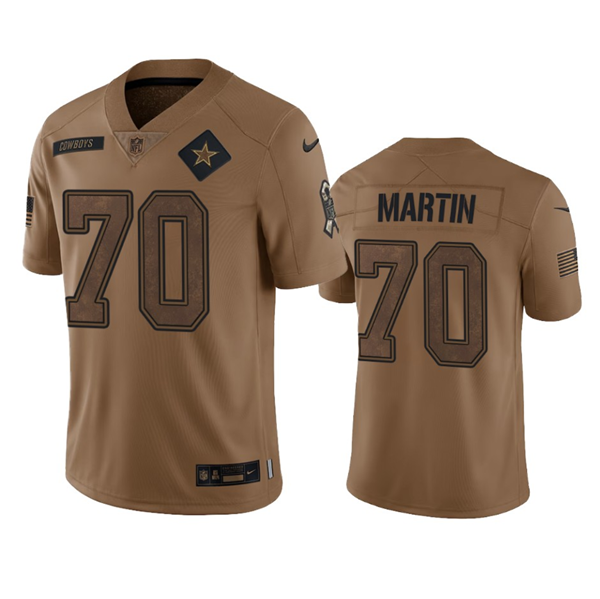 Men's Dallas Cowboys #70 Zack Martin 2023 Brown Salute To Service Limited Stitched Football Jersey