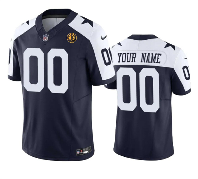 Men's Dallas Cowboys Active Player Custom Navy 2023 F.U.S.E. With John Madden Patch Vapor Limited Stitched Football Jersey