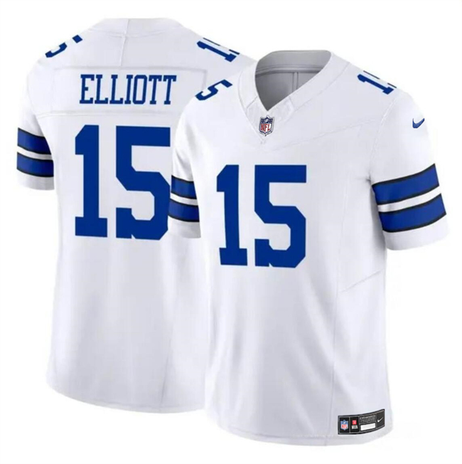 Men's Dallas Cowboys #15 Ezekiel Elliott White 2023 F.U.S.E Vapor Untouchable Limited Stitched Football Jersey