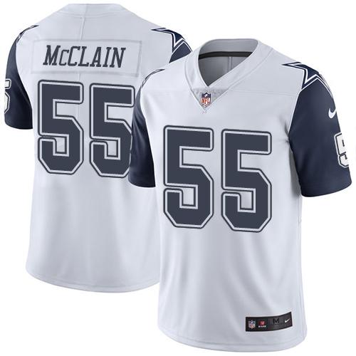 Nike Cowboys #55 Rolando McClain White Men's Stitched NFL Limited Rush Jersey