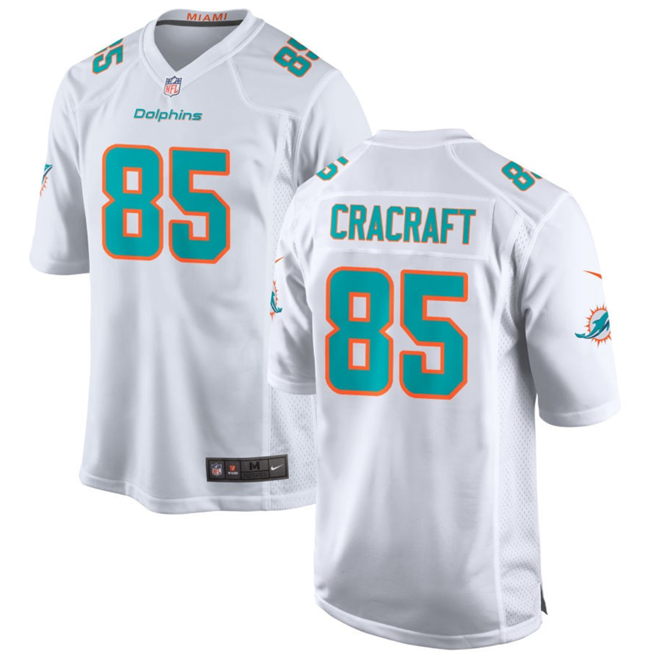 Men's Miami Dolphins #85 River Cracraft White Stitched Game Jersey