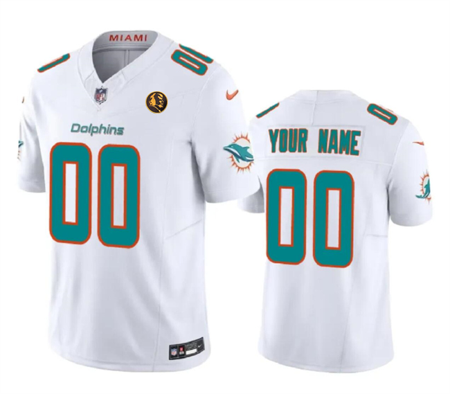 Men's Miami Dolphins Active Player Custom White 2023 F.U.S.E. With John Madden Patch Vapor Limited Stitched Football Jersey