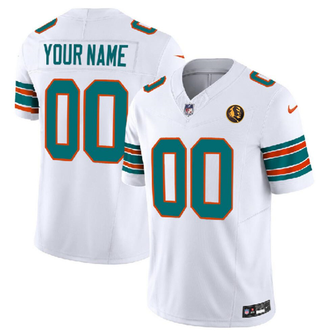 Men's Miami Dolphins Active Player Custom White 2023 F.U.S.E. Alternate With John Madden Patch Vapor Limited Stitched Football Jersey