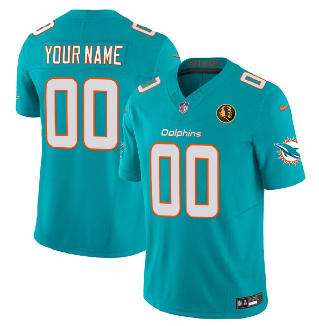 Men's Miami Dolphins Active Player Custom Aqua 2023 F.U.S.E. With John Madden Patch Vapor Limited Stitched Football Jersey
