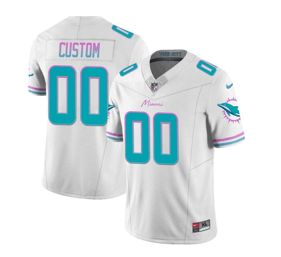 Men's Miami Dolphins Active Player Custom White 2023 F.U.S.E Vapor Limited Stitched Football Jersey