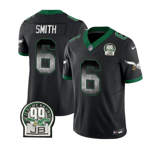 Men's Philadelphia Eagles #6 DeVonta Smith Black 2023 F.U.S.E. Throwback Vapor Untouchable Limited Stitched Football Jersey