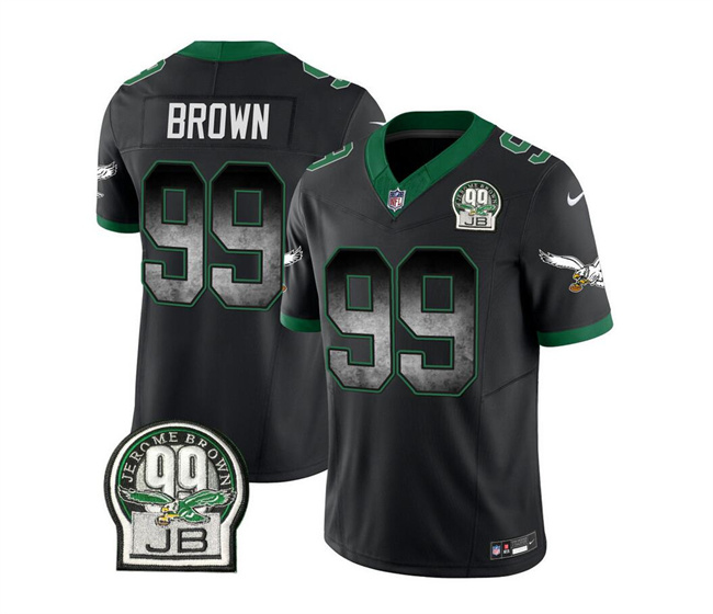 Men's Philadelphia Eagles #99 Jerome Brown Black 2023 F.U.S.E. Throwback Vapor Untouchable Limited Stitched Football Jersey