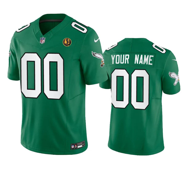 Men's Philadelphia Eagles Active Player Custom Green 2023 F.U.S.E. Throwback With John Madden Patch Vapor Limited Stitched Football Jersey