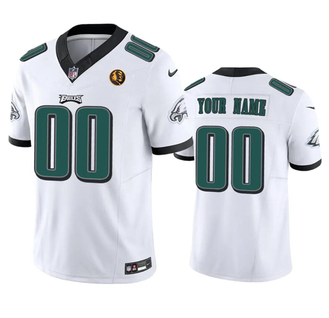 Men's Philadelphia Eagles Active Player Custom White 2023 F.U.S.E. With John Madden Patch Vapor Limited Stitched Football Jersey