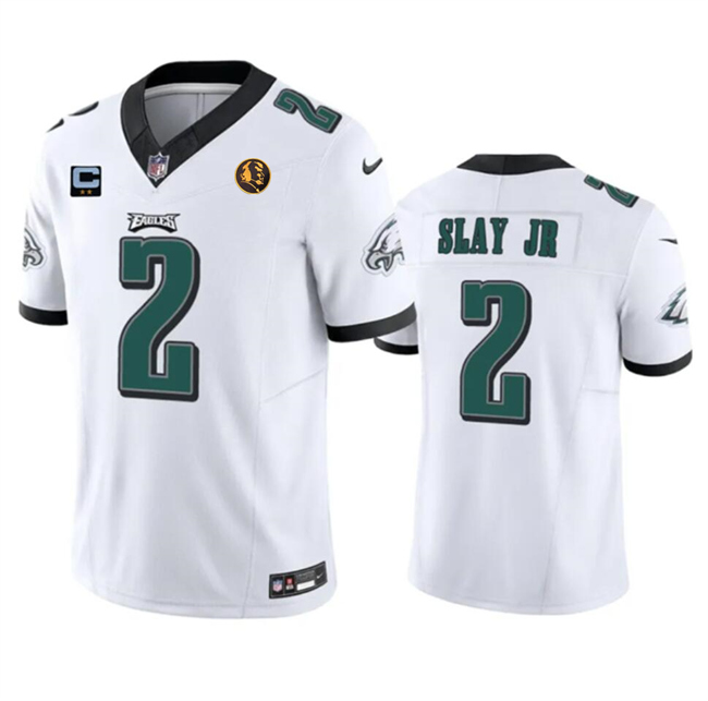 Men's Philadelphia Eagles #2 Darius Slay JR White 2023 F.U.S.E. With 2-star C Patch And John Madden Patch Vapor Limited Stitched Football Jersey