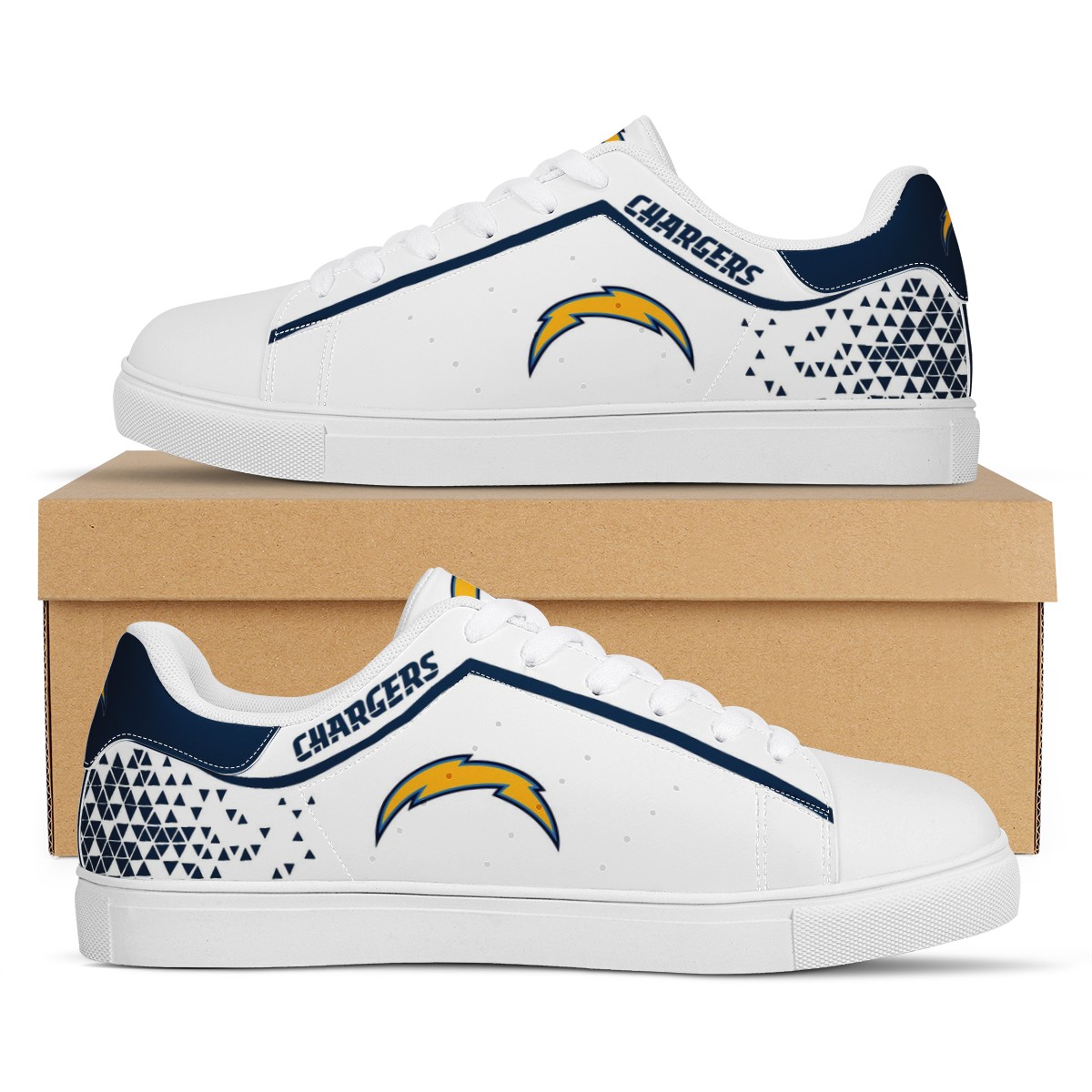 Men's Los Angeles Chargers Low Top Leather Sneakers 002