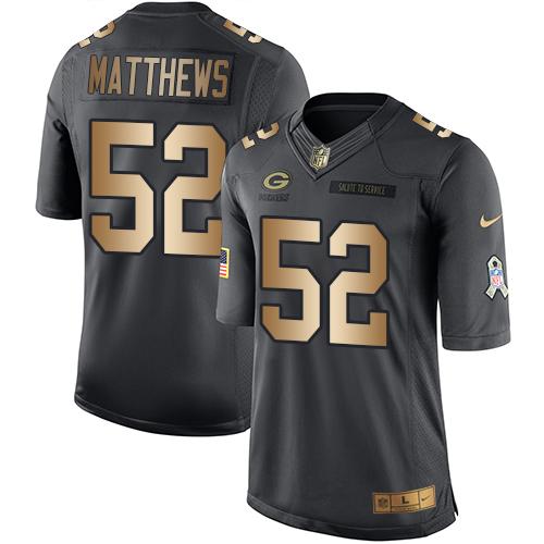 Nike Packers #52 Clay Matthews Black Men's Stitched NFL Limited Gold Salute To Service Jersey