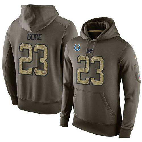 NFL Men's Nike Indianapolis Colts #23 Frank Gore Stitched Green Olive Salute To Service KO Performance Hoodie
