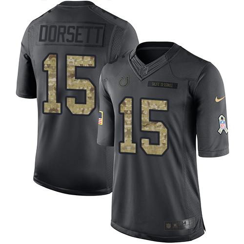 Nike Colts #15 Phillip Dorsett Black Men's Stitched NFL Limited 2016 Salute to Service Jersey