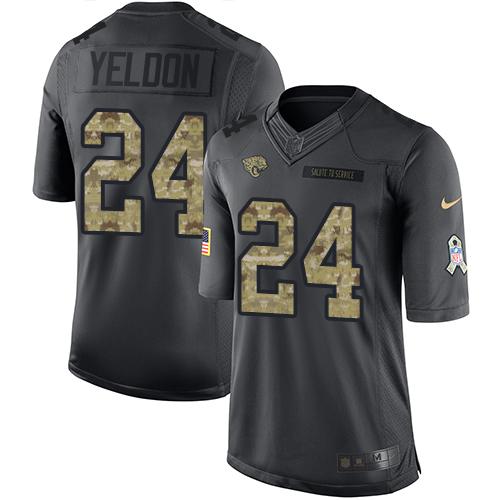 Nike Jaguars #24 T.J. Yeldon Black Men's Stitched NFL Limited 2016 Salute To Service Jersey