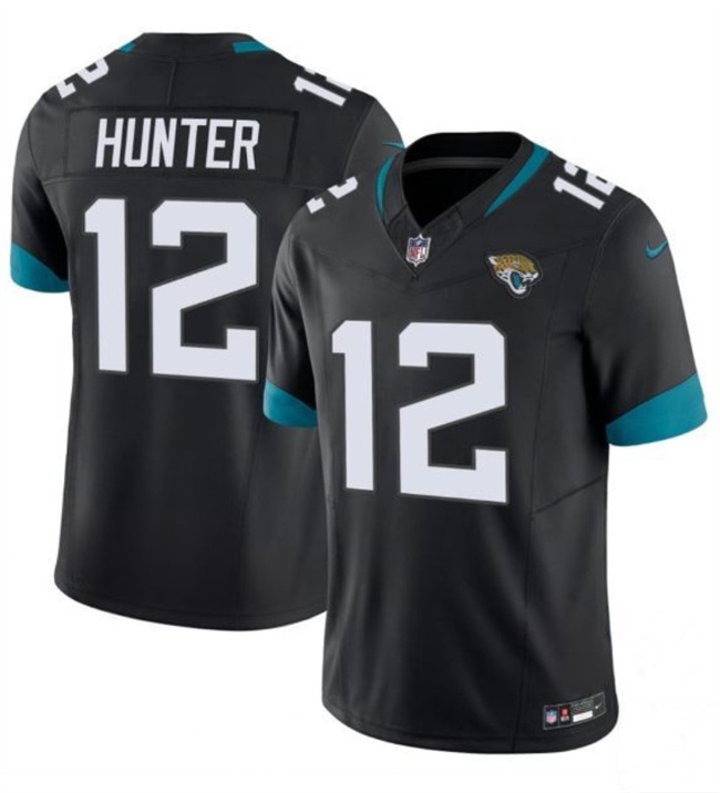 Men's Jacksonville Jaguars #12 Travis Hunter Black 2025 Draft F.U.S.E. Vapor Limited Stitched Football Jersey