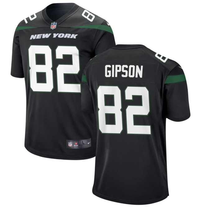 Men's New York Jets #82 Xavier Gipson Black Stitched Jersey