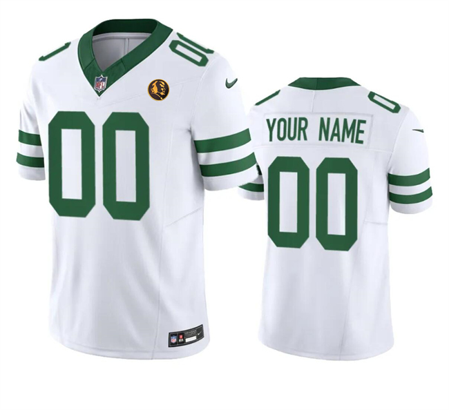 Men's New York Jets Active Player Custom White 2023 F.U.S.E. Throwback With John Madden Patch Vapor Limited Stitched Football Jersey