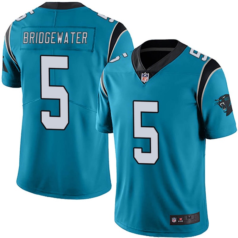 Men's Carolina Panthers #5 Teddy Bridgewater Blue Vapor Limited Stitched Jersey