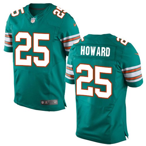 Nike Dolphins #25 Xavien Howard Aqua Green Alternate Men's Stitched NFL Elite Jersey
