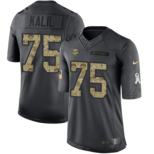 Nike Vikings #75 Matt Kalil Black Men's Stitched NFL Limited 2016 Salute To Service Jersey