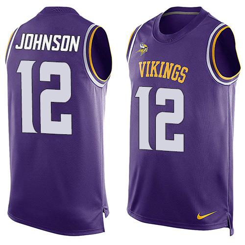 Nike Vikings #12 Charles Johnson Purple Team Color Men's Stitched NFL Limited Tank Top Jersey