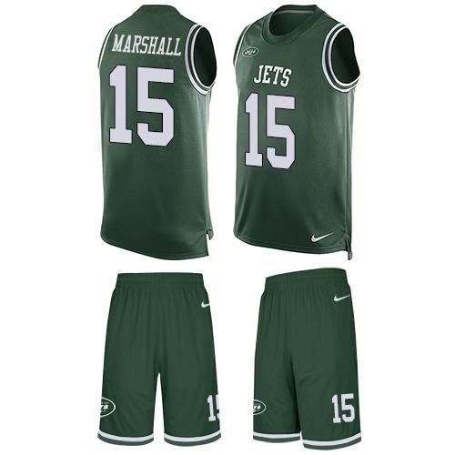 Nike Jets #15 Brandon Marshall Green Team Color Men's Stitched NFL Limited Tank Top Suit Jersey