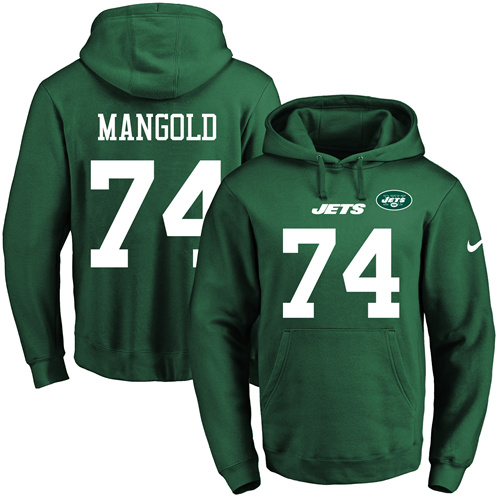 Nike Jets #74 Nick Mangold Green Name & Number Pullover NFL Hoodie