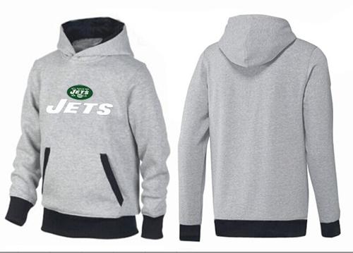 New York Jets Authentic Logo Pullover Hoodie Grey & Black