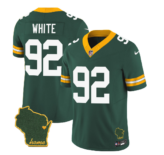 Men's Green Bay Packers #92 Reggie White Green Home Patch Vapor Untouchable Limited Stitched Jersey