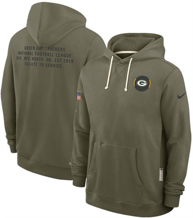 Men's Green Bay Packers Olive 2025 Salute to Service Pullover Hoodie