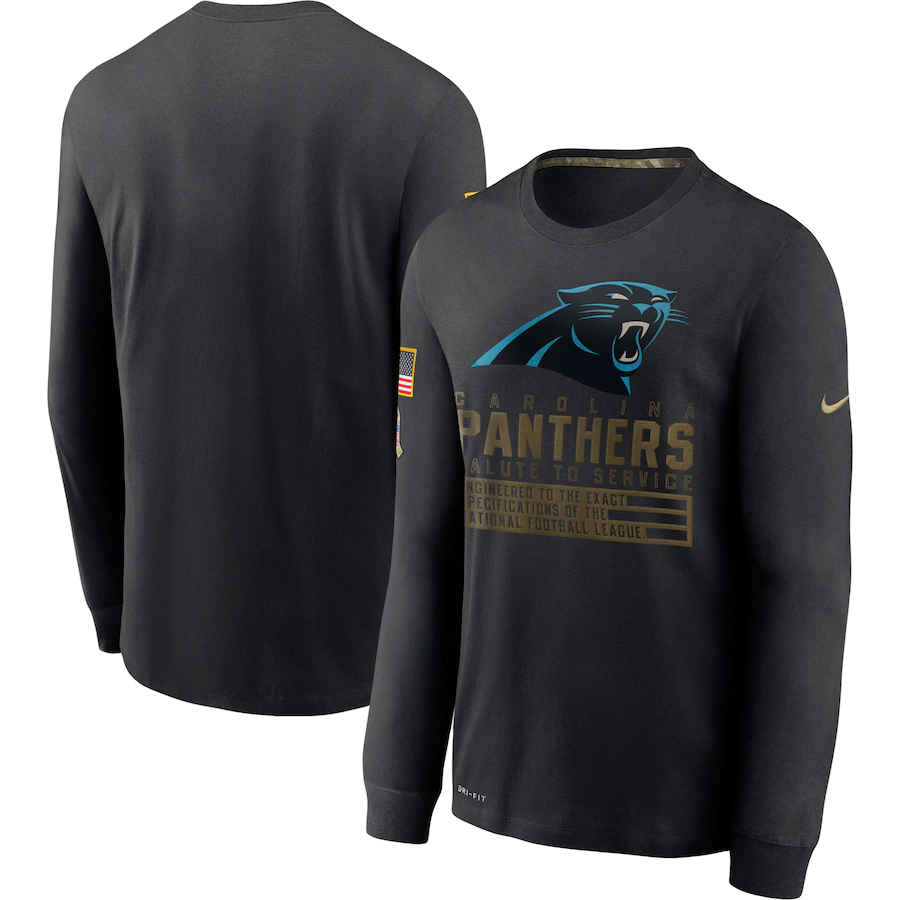 Men's Carolina Panthers 2020 Black Salute to Service Sideline Performance Long Sleeve T-Shirt
