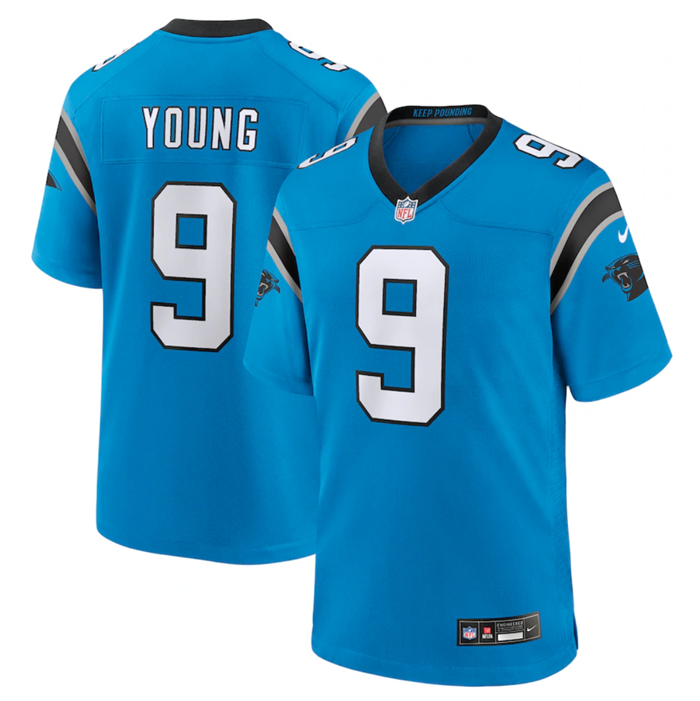 Men's Carolina Panthers #9 Bryce Young Blue 2023 Draft Stitched Game Jersey