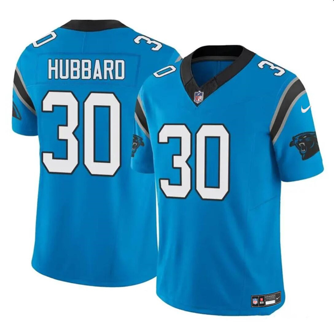 Men's Carolina Panthers #30 Chuba Hubbard Blue 2023 F.U.S.E. Vapor Limited Stitched Football Jersey