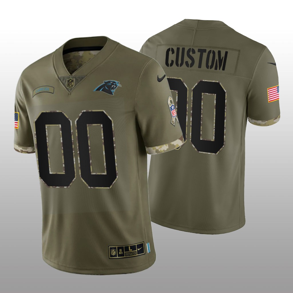 Men's Carolina Panthers ACTIVE PLAYER Custom Olive 2022 Salute To Service Limited Stitched Jersey