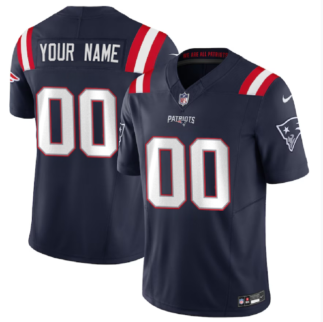 Men's New England Patriots Active Player Custom Navy 2023 F.U.S.E Alternate Vapor Untouchable Limited Stitched Football Jersey