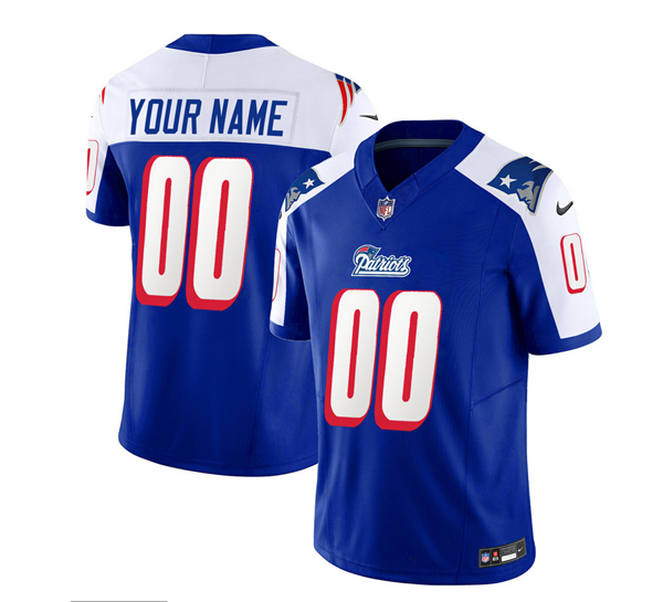 Men's New England Patriots Active Player Custom Blue/White 2023 F.U.S.E. Throwback Limited Stitched Football Jersey