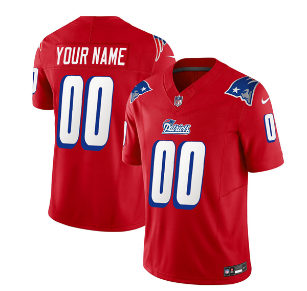 Men's New England Patriots Active Player Custom Red 2023 F.U.S.E. Throwback Limited Stitched Football Jersey