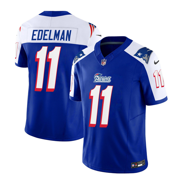 Men's New England Patriots #11 Julian Edelman Blue/White 2023 F.U.S.E. Vapor Limited Stitched Football Jersey