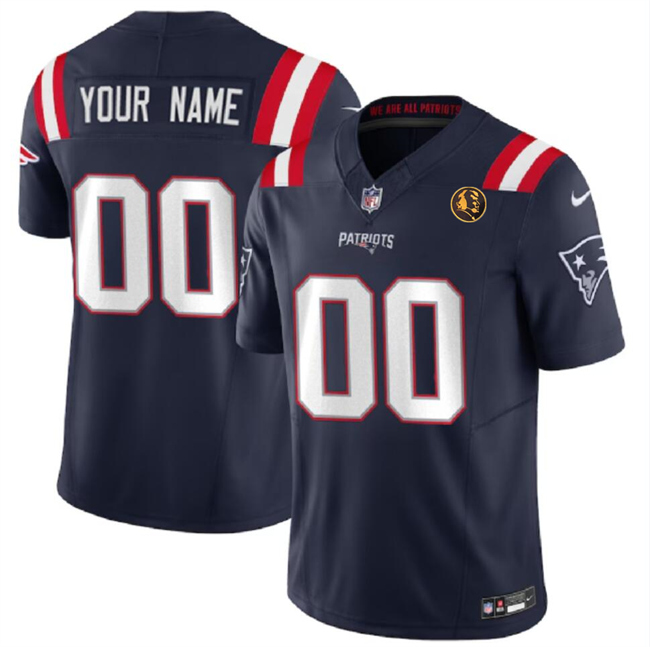 Men's New England Patriots Active Player Custom Navy 2023 F.U.S.E. With John Madden Patch Vapor Limited Stitched Football Jersey