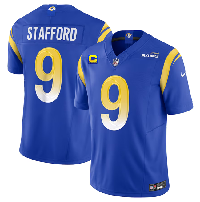 Men's Los Angeles Rams #9 Matthew Stafford Blue 2023 F.U.S.E. With 4-Star C Patch Vapor Untouchable Limited Stitched Football Jersey