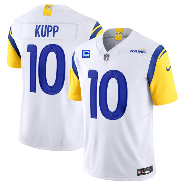 Men's Los Angeles Rams #10 Cooper Kupp White 2023 F.U.S.E. With 4-Star C Patch Vapor Untouchable Limited Stitched Football Jersey