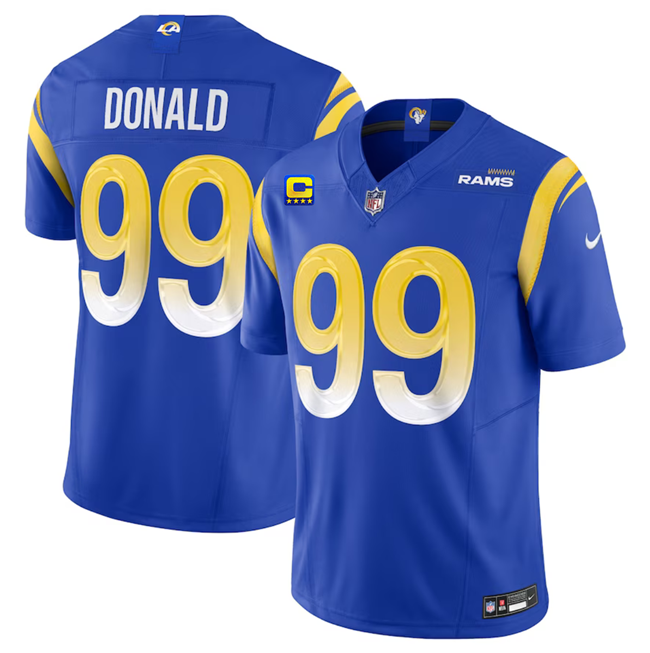 Men's Los Angeles Rams #99 Aaron Donald Blue 2023 F.U.S.E. With 4-Star C Patch Vapor Untouchable Limited Stitched Football Jersey