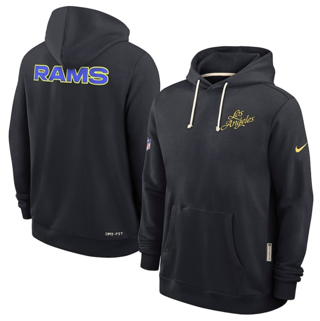 Men's Los Angeles Rams Midnight Blue 2025 Rivalries Collection Standard Issue Sideline Dri-FIT Hoodie