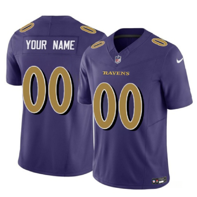 Youth Baltimore Ravens Active Player Custom Purple 2023 F.U.S.E Alternate Color Rush Limited Football Jersey