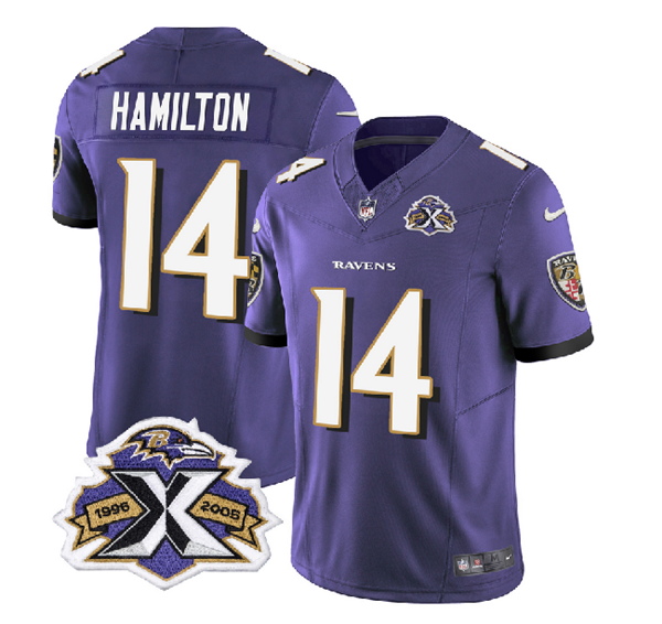 Men's Baltimore Ravens #14 Kyle Hamilton Purple 2023 F.U.S.E With Patch Vapor Limited Jersey