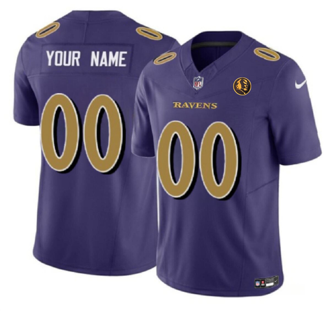 Men's Baltimore Ravens Active Player Custom Purple 2023 F.U.S.E. With John Madden Patch Color Rush Limited Football Jersey