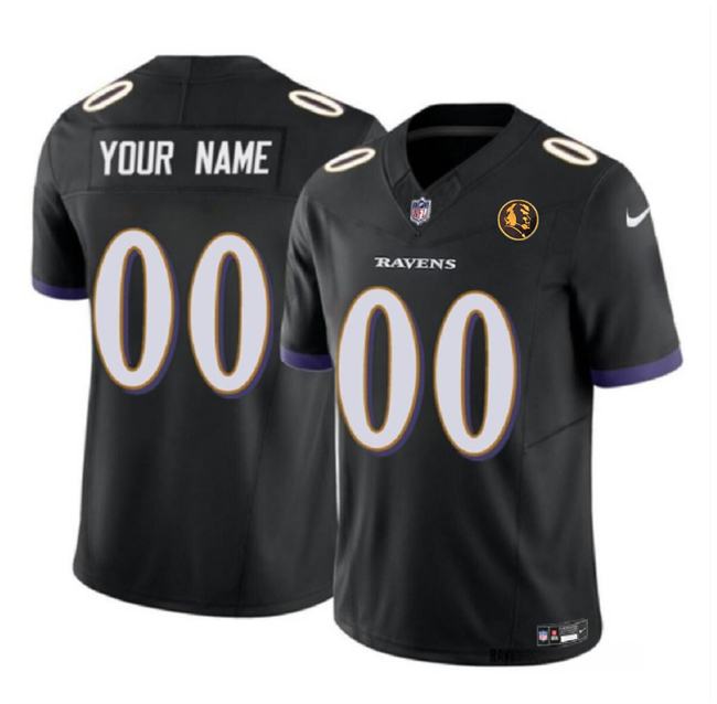 Men's Baltimore Ravens Active Player Custom Black 2023 F.U.S.E. With John Madden Patch Vapor Limited Football Jersey