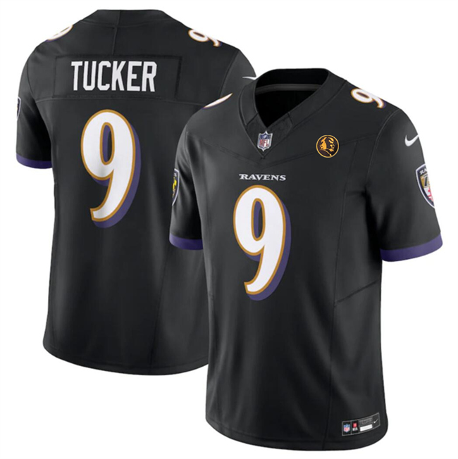 Men's Baltimore Ravens #9 Justin Tucker Black 2023 F.U.S.E. With John Madden Patch Vapor Limited Football Jersey